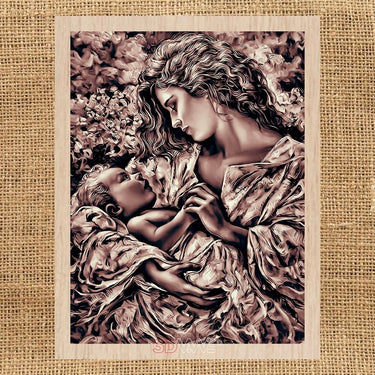 MOTHER AND CHILD laser-ready grayscale file 3DWave.us